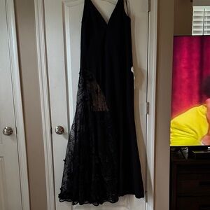 Dress the Population Black Maxi Dress with Lace Overlay